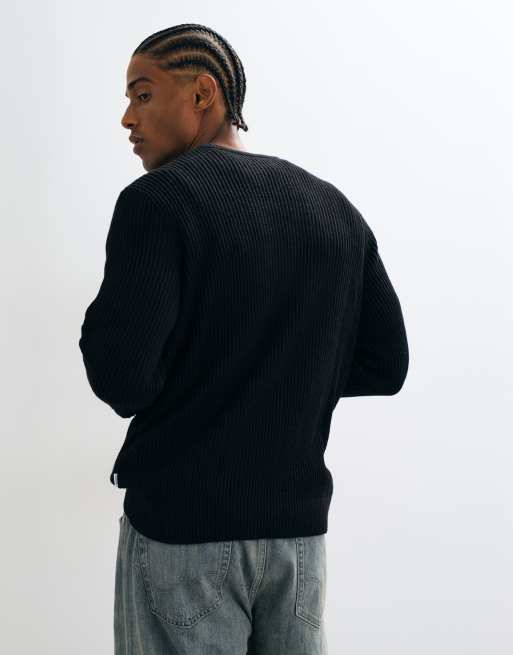 Jack & Jones fine rib sweater in black, 3 of 5