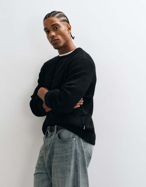 Jack & Jones fine rib sweater in black, 5 of 5