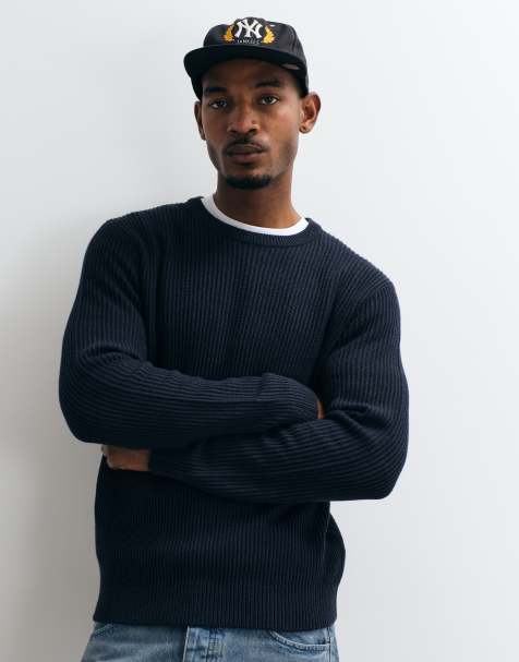 Jack & Jones fine rib sweater in navy - view 1
