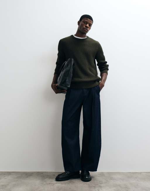 Jack & Jones fine rib sweater in olive green, 4 of 5