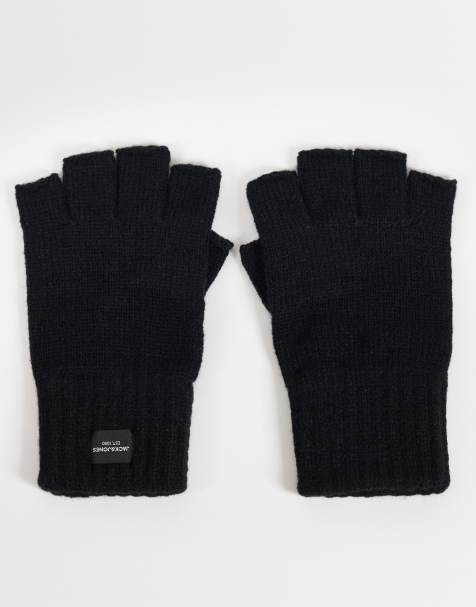 Jack & Jones fingerless knitted gloves in black - view 1