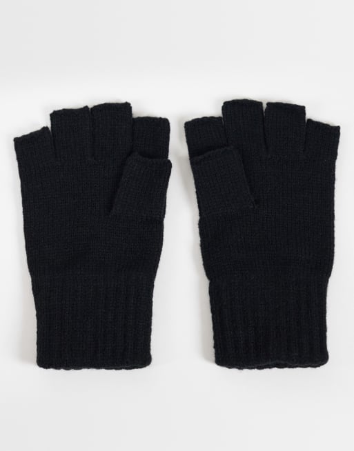 Jack & Jones fingerless knitted gloves in black, 3 of 3