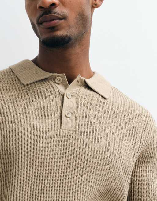 Jack & Jones finribbad polotröja i beige, 5 av 5