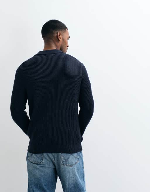 Jack & Jones finribbad polotröja i navy, 5 av 5