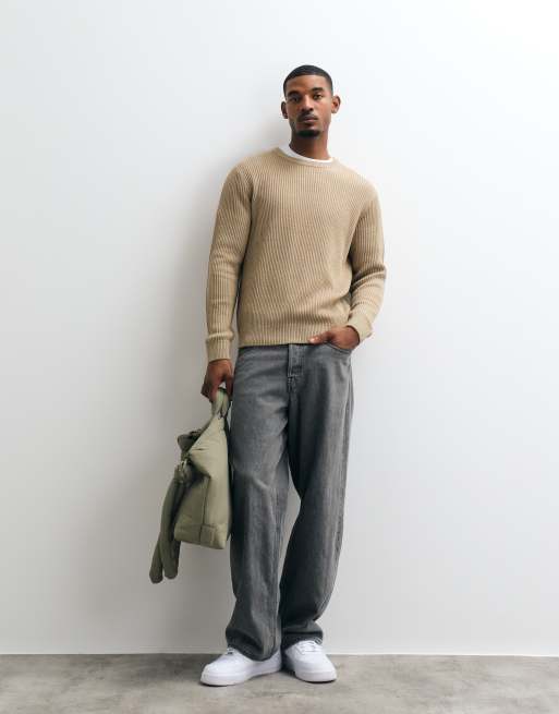 Jack & Jones finribbad tröja i beige, 2 av 5