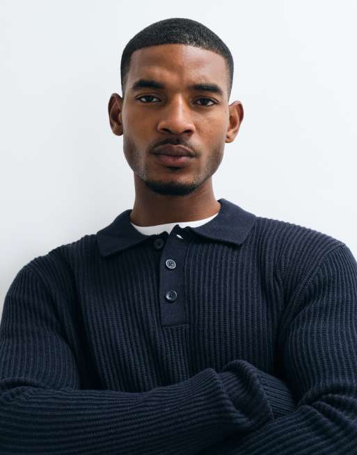 Jack & Jones finribbet polotrøje i navy, 2 af 5