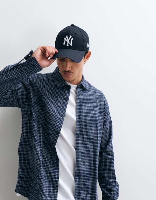 Jack & Jones flanellskjorta med mikrorutigt mönster i navy, 4 av 5