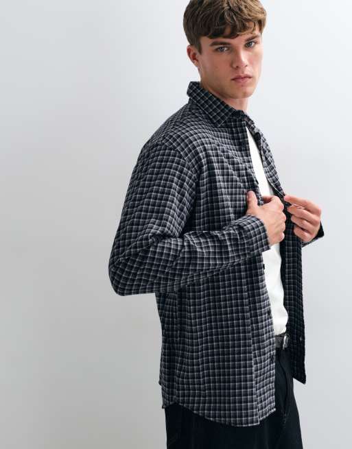 Jack & Jones flanellskjorta med mikrorutigt mönster i svart, 2 av 5