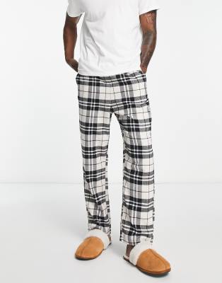 Jack & Jones Flannel Check Pajama Bottom With In Black & White Check