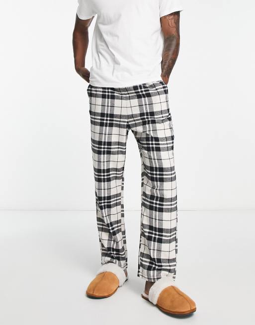 Relaxed Fit Pajama Pants - Black/white plaid - Men