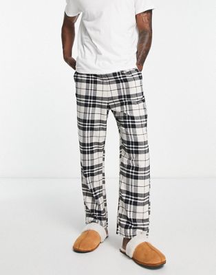 Jack & Jones flannel check pyjama bottom with in black & white check