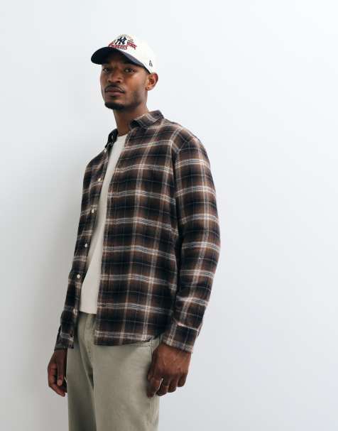 Jack & Jones flannel check shirt in brown - view 1