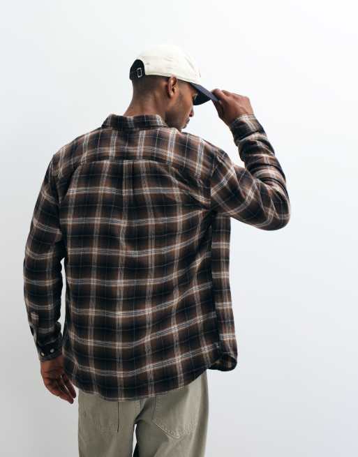 Jack & Jones flannel check shirt in brown, 3 of 5