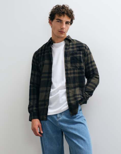 Jack & Jones flannel check shirt in green and black - view 1