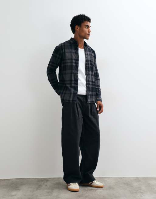 Jack & Jones flannel check shirt in grey and black, 2 of 5