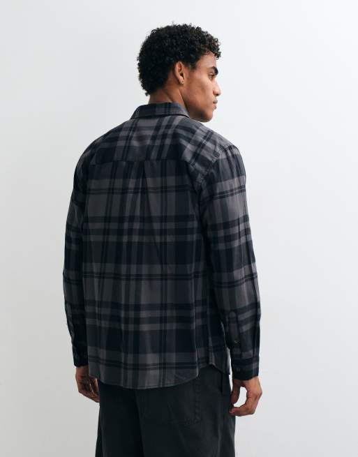 Jack & Jones flannel check shirt in grey and black, 4 of 5