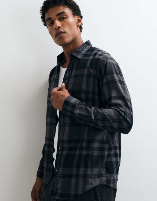 Jack & Jones flannel check shirt in grey and black, 5 of 5