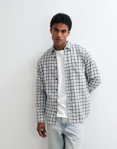 Jack & Jones flannel check shirt in white - view 1