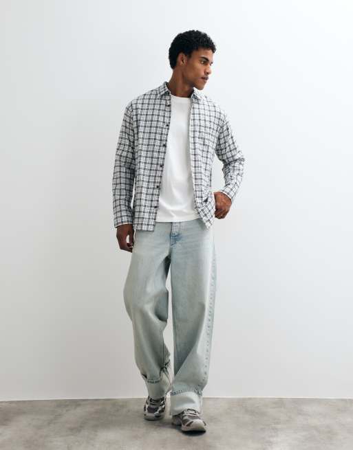 Jack & Jones flannel check shirt in white, 2 of 5