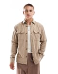 [Jack & Jones] Jack & Jones flannel overshirt in beige-Neutral XXL Crockery