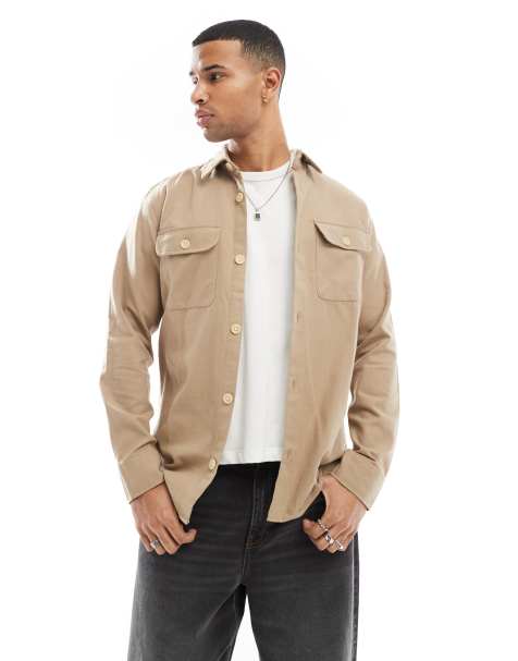 Jack & Jones flannel overshirt in beige - view 1