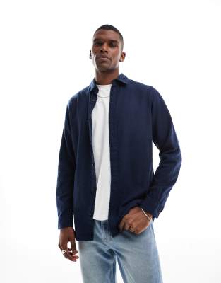 JACK & JONES Herren Flannel Overshirt JJDarren – Langarm Freizeithemd In Navy Blazer, Größe S, Bequemer Comfort Fit