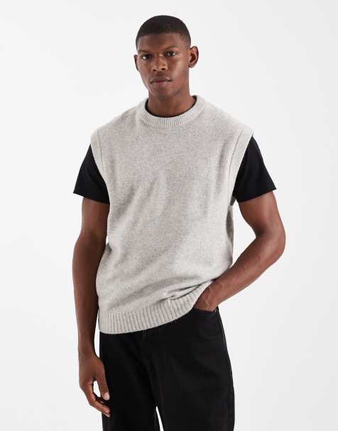 Jack& Jones – Flauschiges Strick-Trägershirt in Grau - view 1