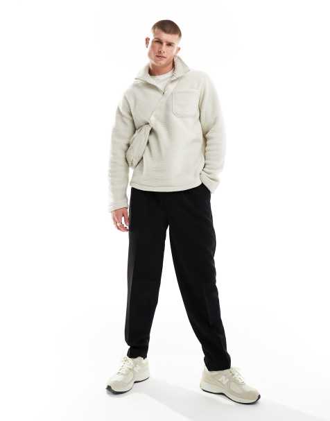 Jack & Jones fleece 1/4 zip in cream - view 1