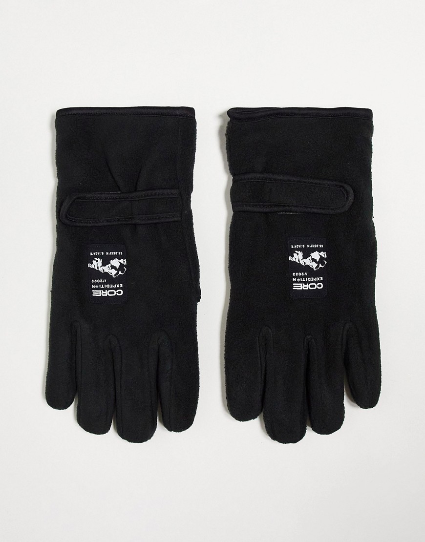 Jack Jones fleece gloves in black