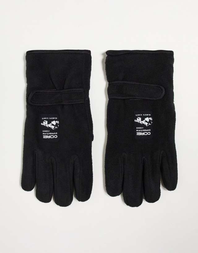 Jack & Jones fleece gloves in black