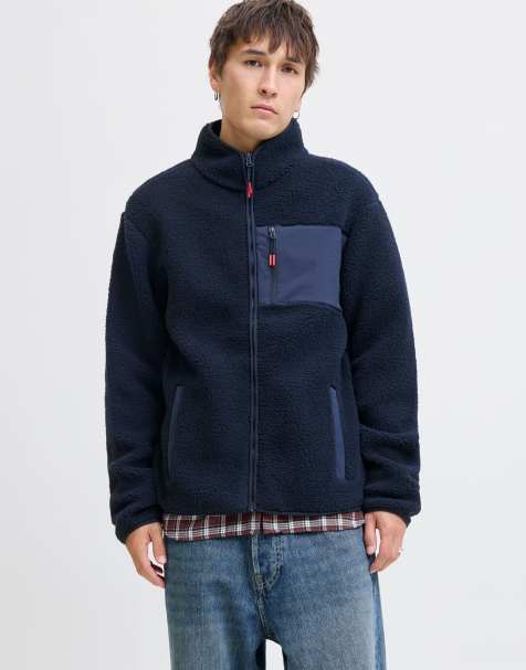 Jack & Jones - Fleece jack in 'sky captain' donkerblauw - view 1
