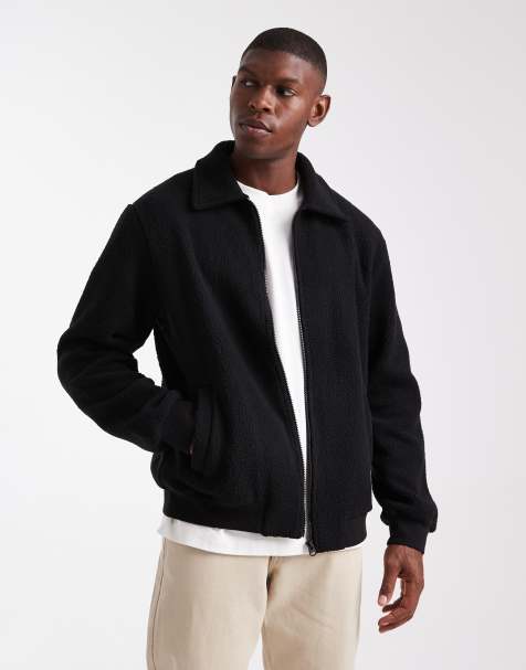 Jack & Jones fleece jacket with zip in black - view 1
