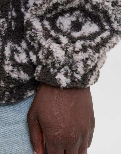 Jack & Jones - Fleece met korte rits en geometrisch patroon in bruin, 5 van 7