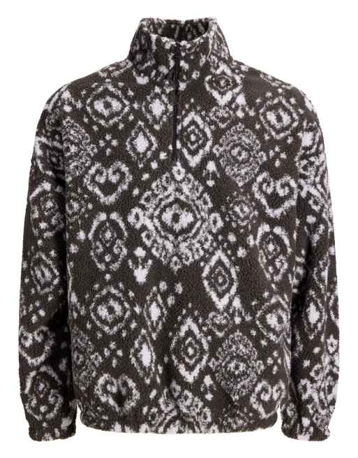 Jack & Jones - Fleece met korte rits en geometrisch patroon in bruin, 6 van 7