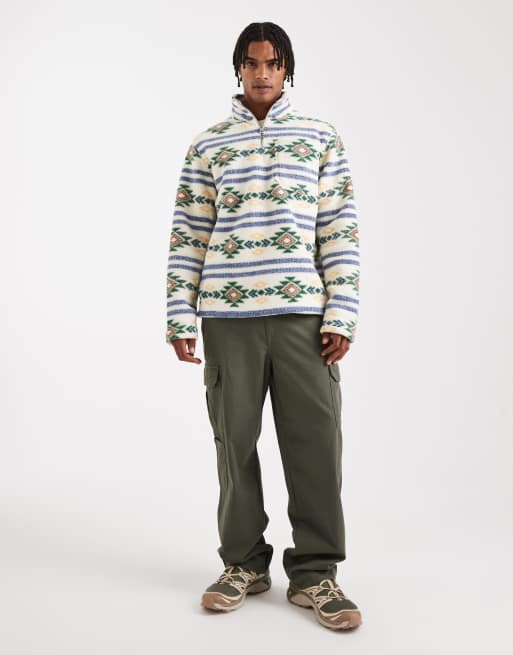 Jack & Jones - Fleece met korte rits en geoprint in marineblauw, 2 van 5