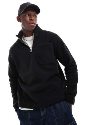 Jack & Jones Fleece Quarter Zip In Black