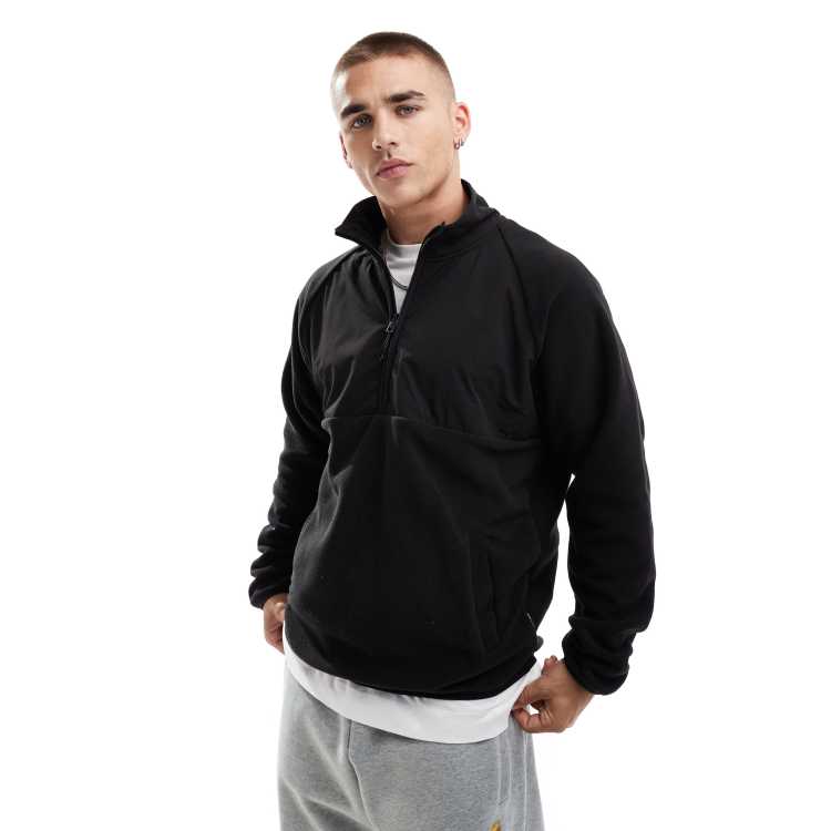 Jack Jones – Fleece-Sweatshirt in Schwarz mit kurzem