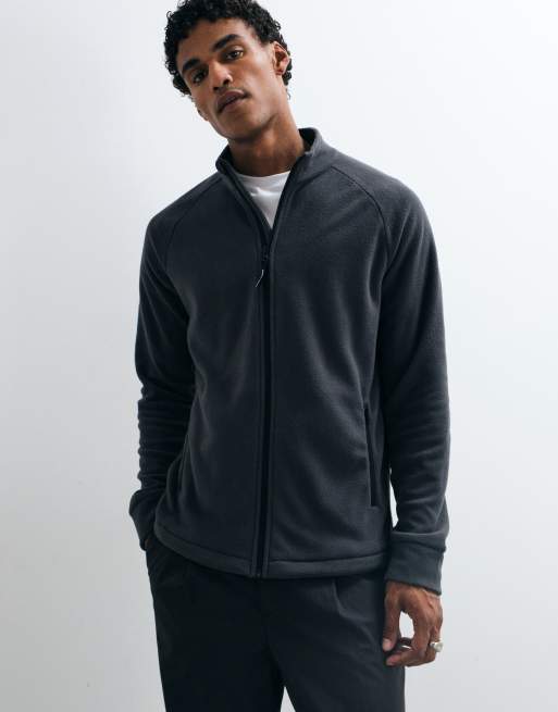 Jack & Jones fleecejack met rits in donkergrijs, 4 van 5