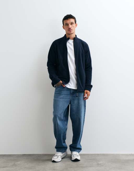 Jack & Jones fleecejack met rits in marineblauw, 4 van 5
