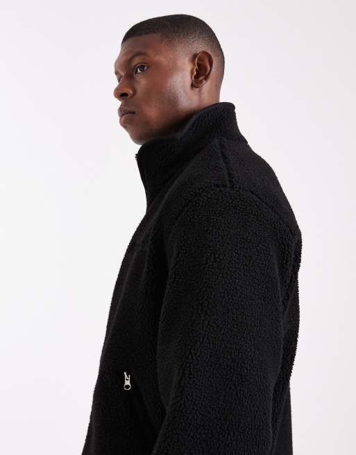 Jack & Jones – Fleecejacke in Schwarz mit zwei Reißverschlüssen, 4 von 5