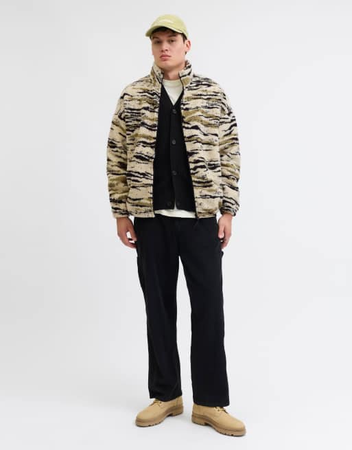 Jack & Jones – Flerfärgad, abstrakt randig fleece med dragkedja , 2 av 7