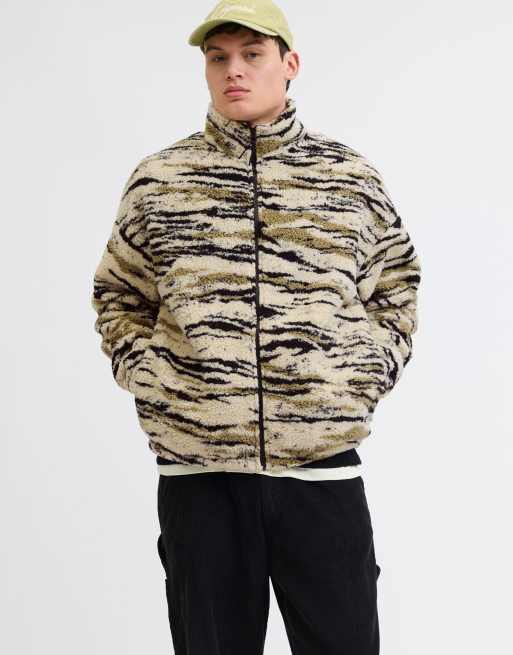 Jack & Jones – Flerfärgad, abstrakt randig fleece med dragkedja , 3 av 7
