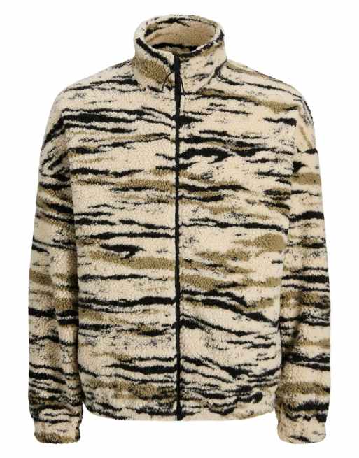 Jack & Jones – Flerfärgad, abstrakt randig fleece med dragkedja , 7 av 7