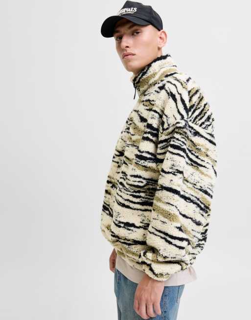 Jack & Jones – Flerfärgad sweatshirt i fleece med abstrakta ränder, 3 av 6