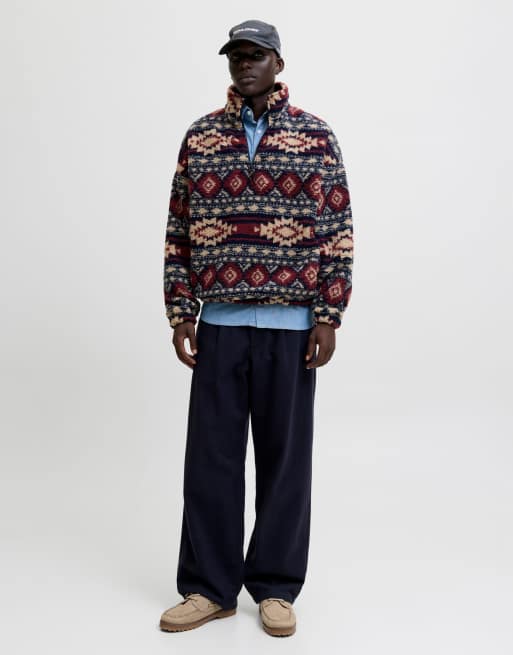 Jack & Jones - Flerfarvet sweatshirt i fleecemateriale med kort lynlås, 3 af 7