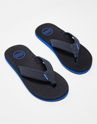 Jack & Jones flip flops in black with navy detail