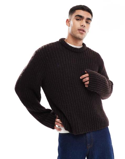Jack & Jones fluffy jumper in brown - view 1