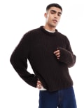 Jack & Jones fluffy jumper in brown