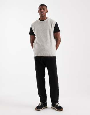 Jack & Jones Fluffy Knit Vest In Gray