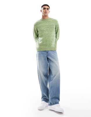 Jack & Jones Fluffy Oversize Sweater In Green